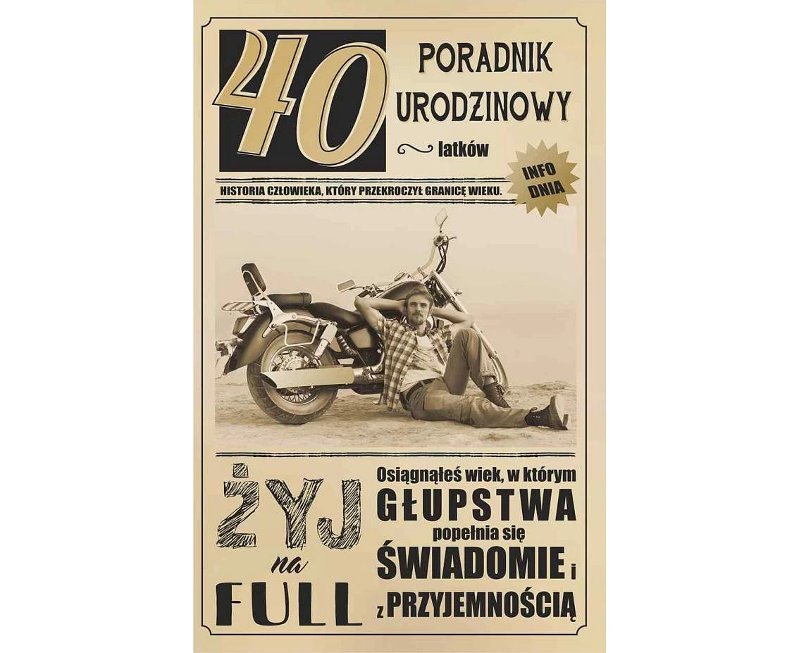 40th Birthday Card, Motorcycle, 13x20,5 cm